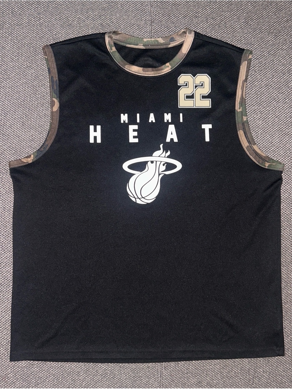 Rare Miami Heat Jimmy Butler Black Basketball Jersey with Camo Trim - #22